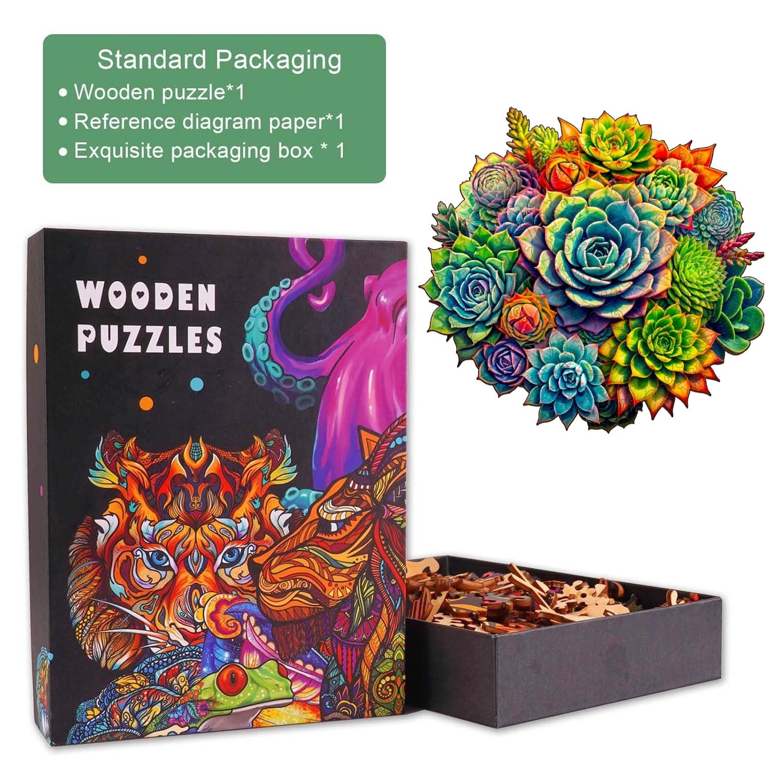 Succulent Plants-3 Wooden Jigsaw Puzzle