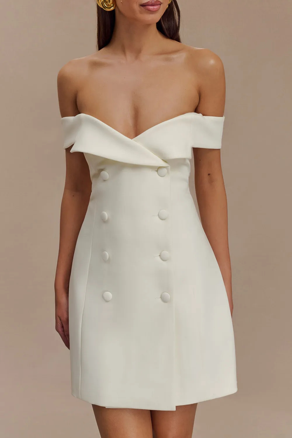 Off Shoulder Suiting Mini Dress