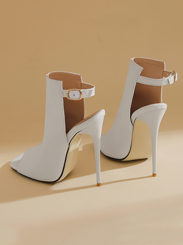 Belt Buckle Peep Toe Split-Joint Sandals Pumps