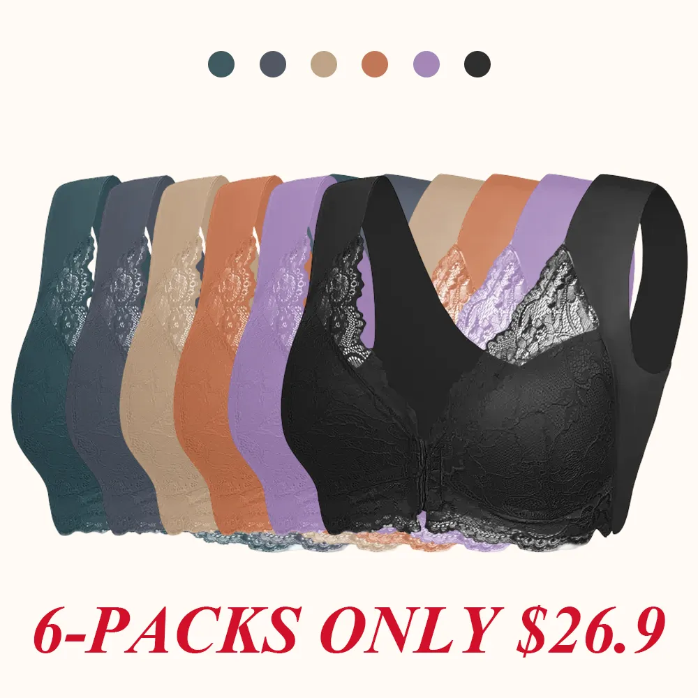 Women's Contrast Lace Hook & Eye Front PushUp Bra