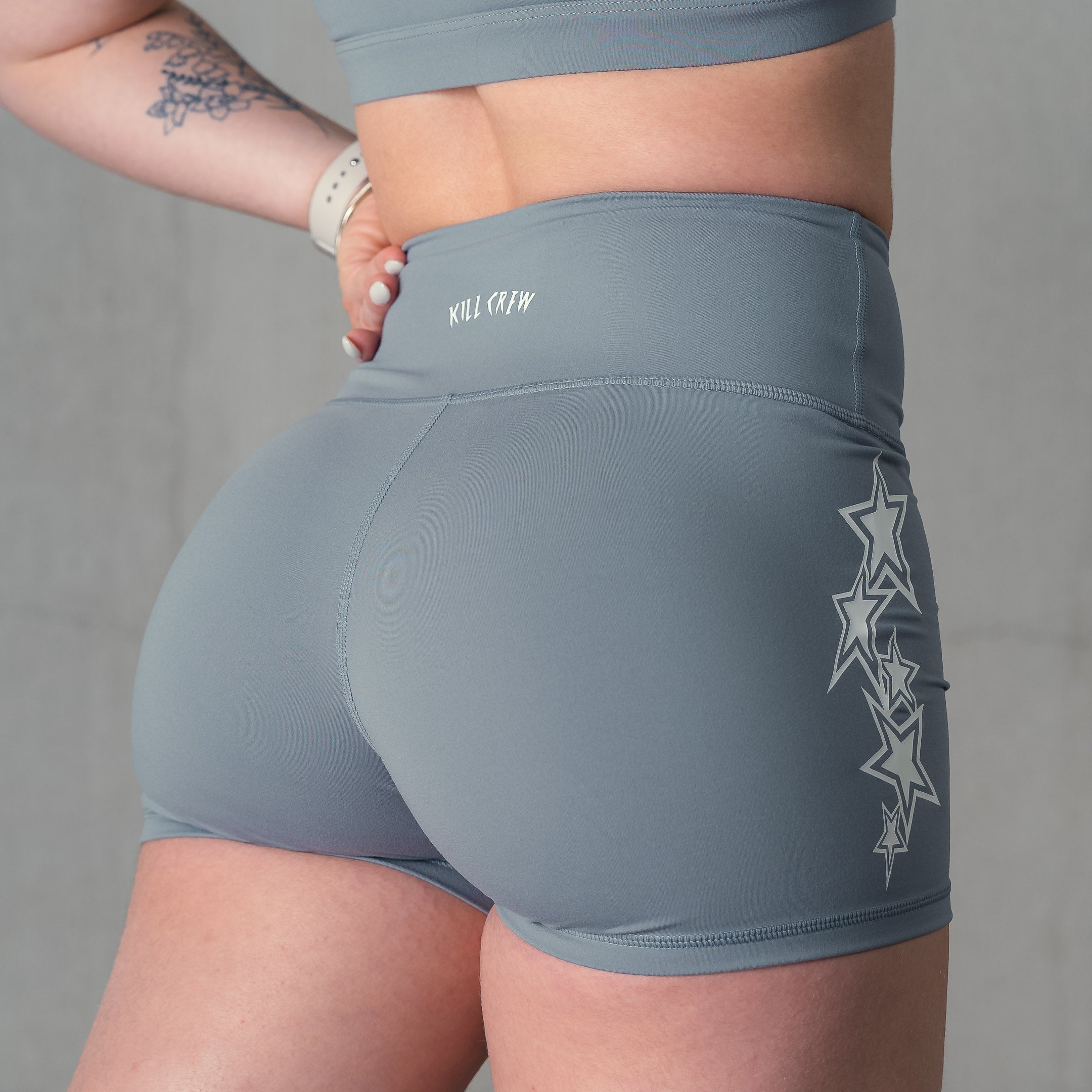 STAR BOY BIKER SHORTS - GREY / WHITE