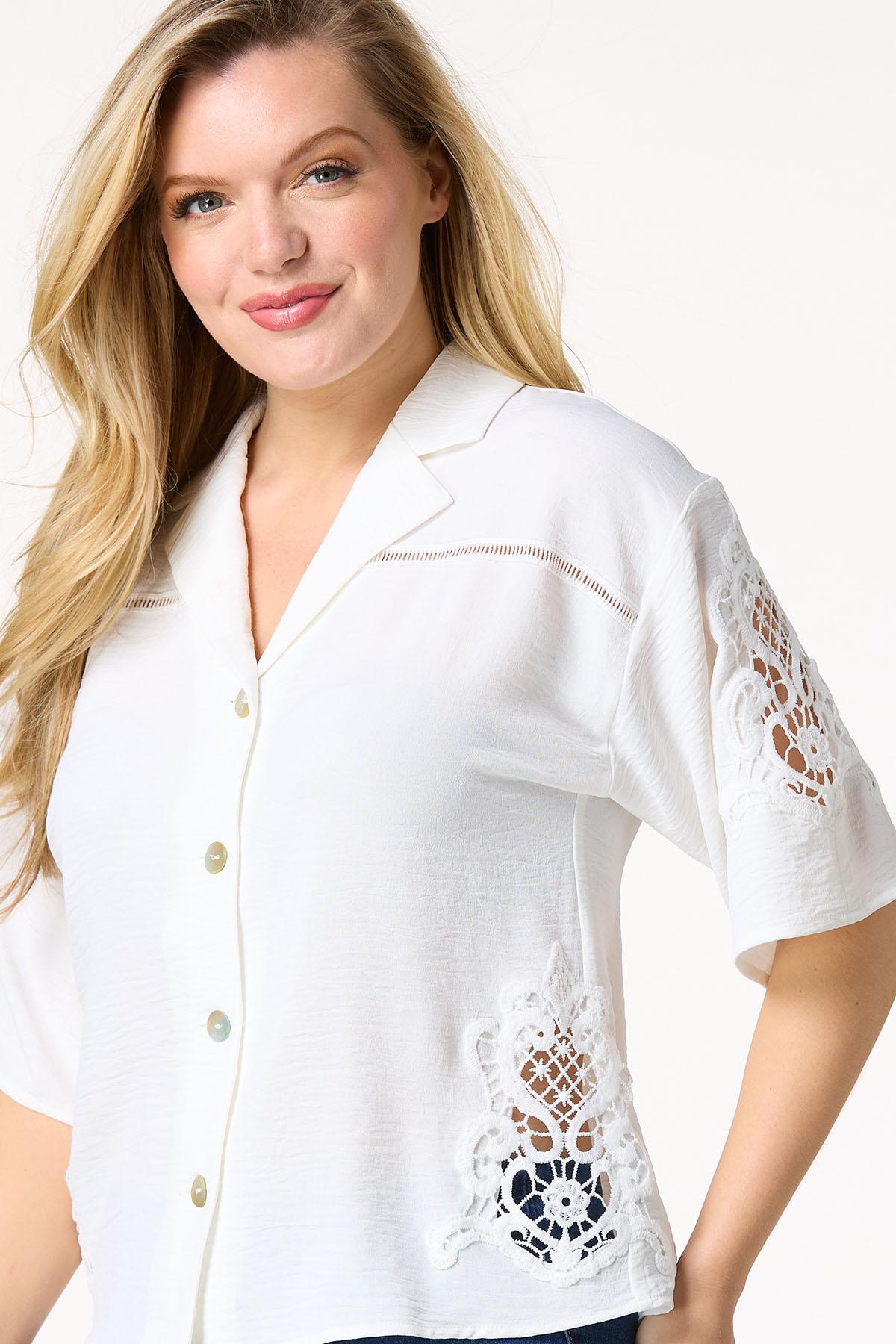 Flowy Crochet Inset Shirt