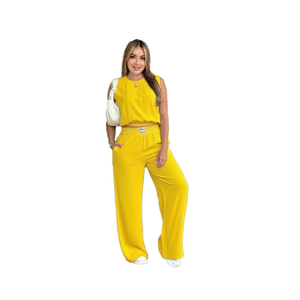 Women's Solid Color Tank Top & Wide Leg Pants Set (Just $3 Each!)