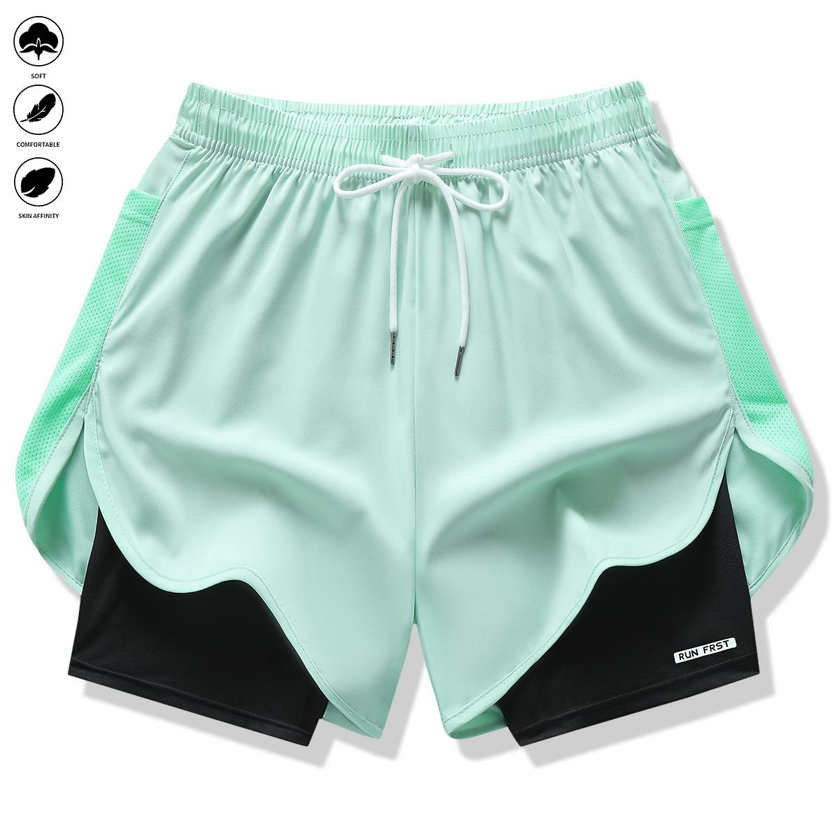 Pack of 3 women’s casual athletic pants, faux two-piece design, solid color, with inner lining, elastic drawstring waistband