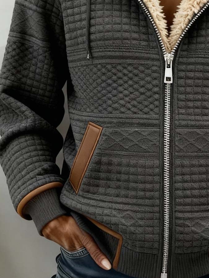 Women'S Casual Color-Blocked Patchwork Jacket