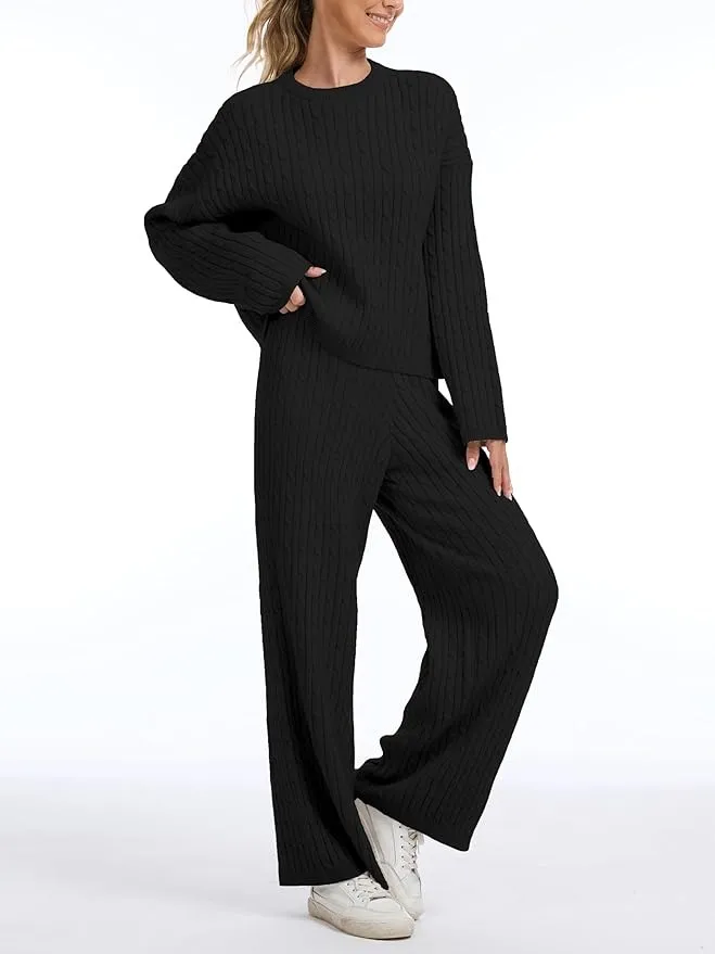 Women's Cable Knit Sweater Lounge Set