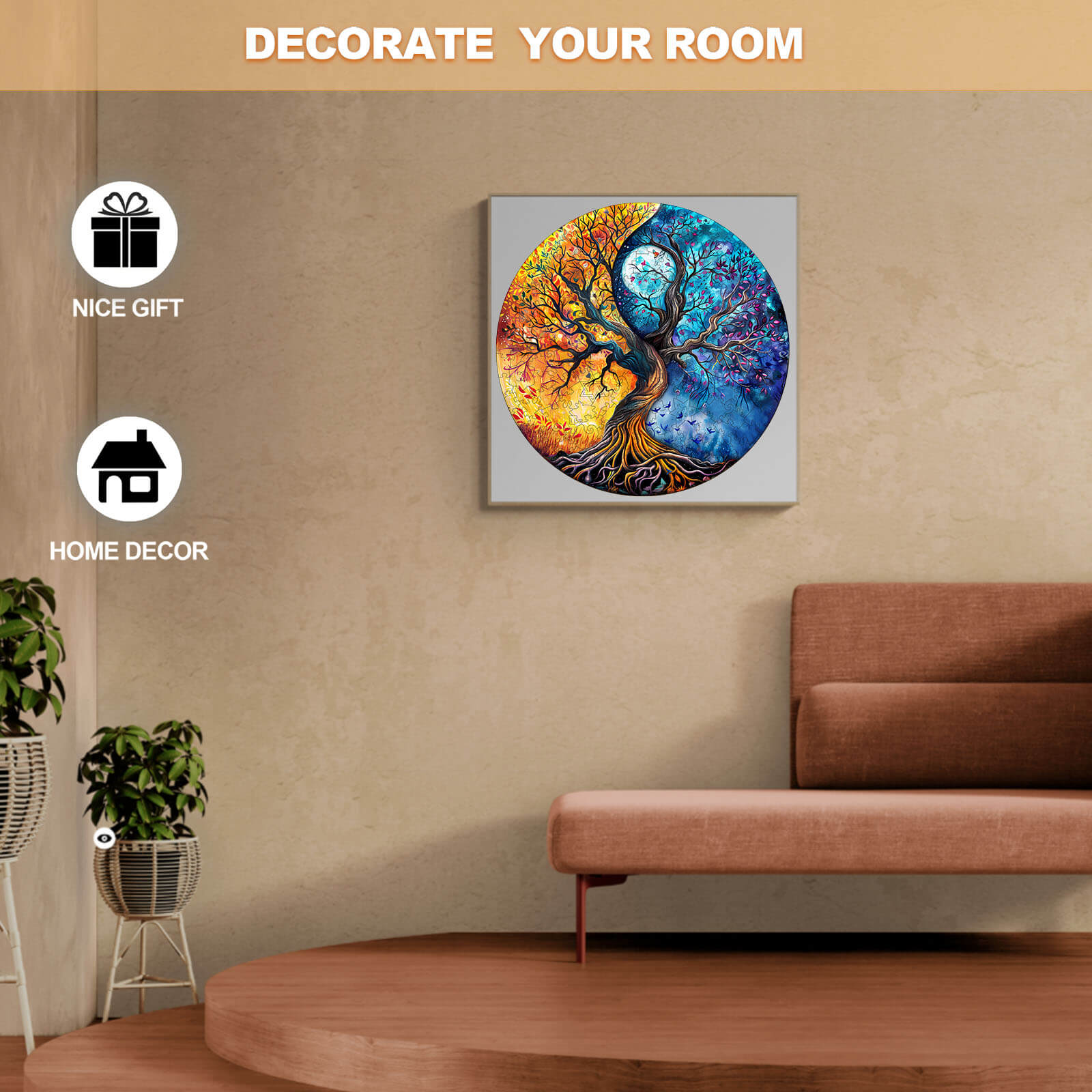 Yin Yang Tree of Life-9 Wooden Jigsaw Puzzle