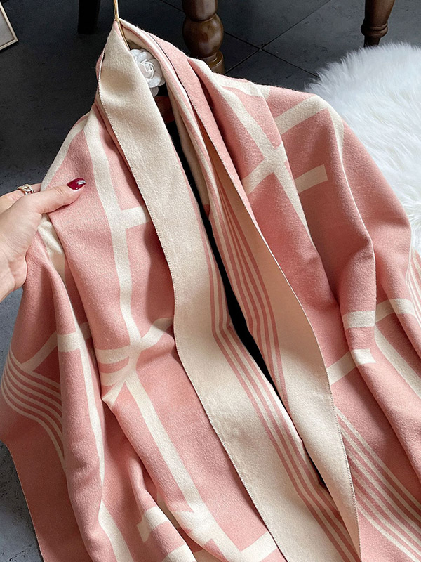 Vintage Keep Warm Striped Tasseled Shawl&Scarf