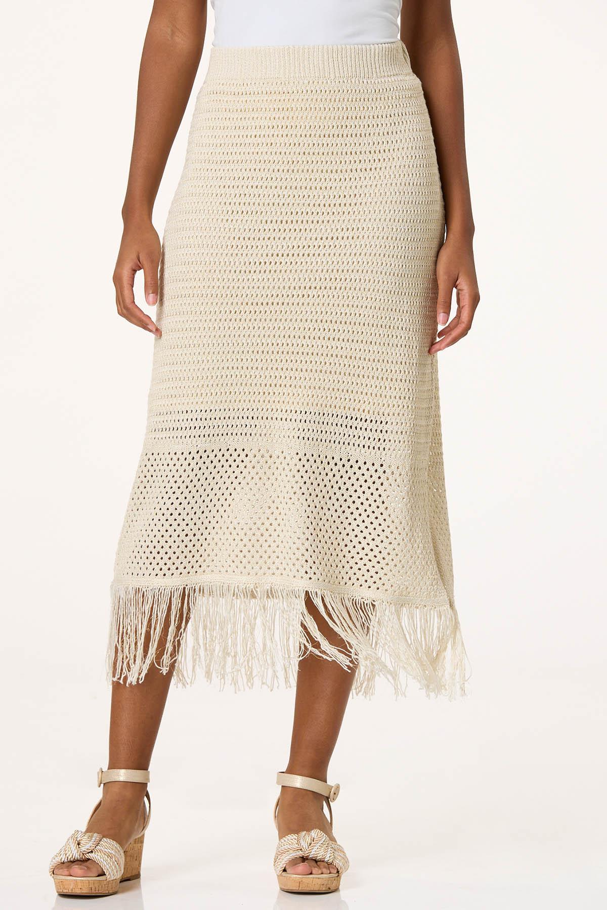 Metallic Crochet Midi Skirt