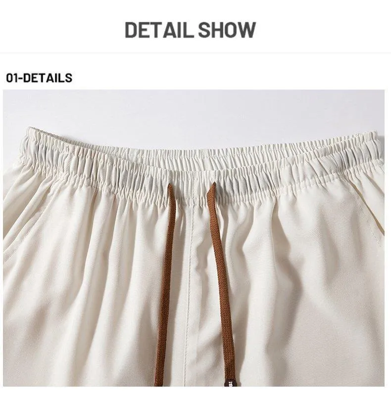 Men’s Casual Lightweight Ice Silk Jogger Pants with Drawstring Waist — Machine washable