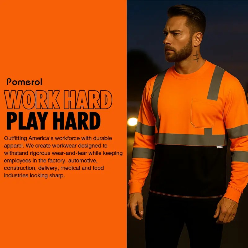 3/6-Pack High Vis Safety Long Sleeve | Reflective & Breathable Work T-Shirts with Pocket for Construction, Warehouses, Outdoor Work, Night Fishing
