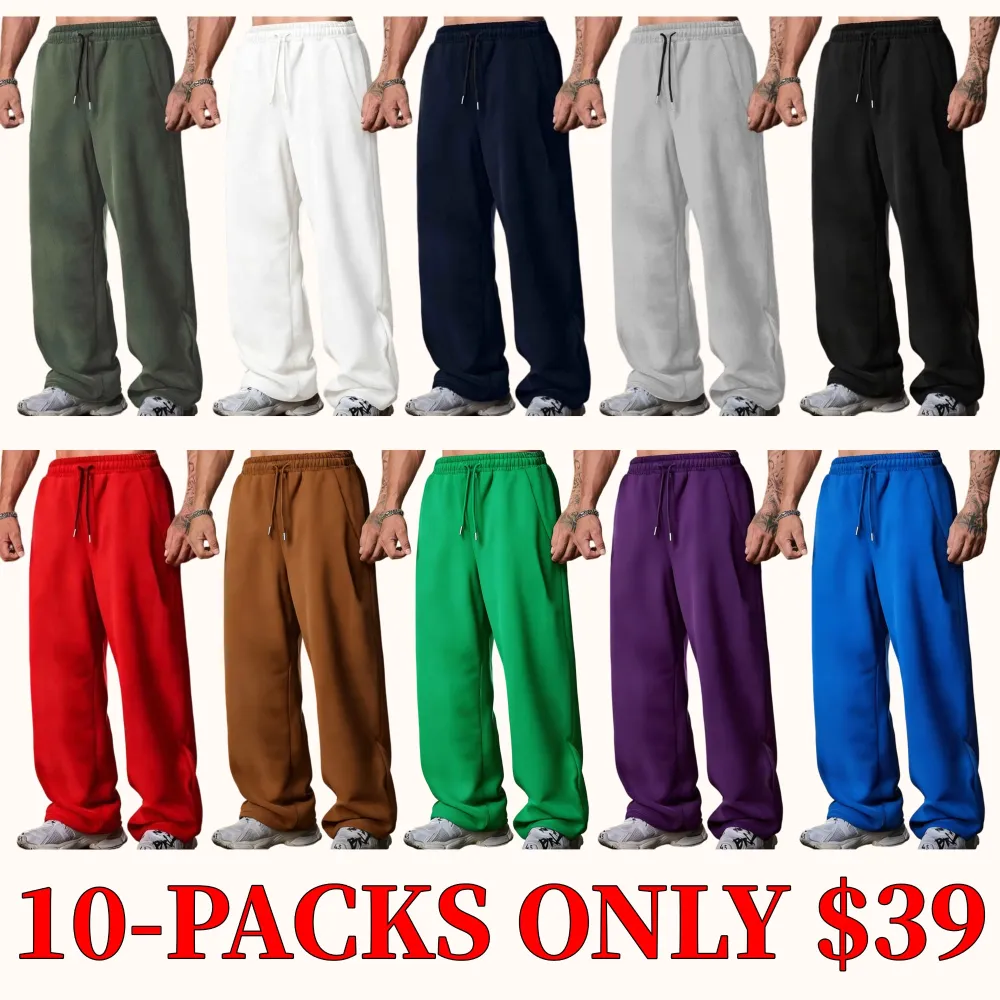 Men's Black Baggy Wide-Leg Sweatpants