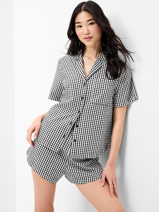 Poplin Pajama Short Set  Black/White Gingham