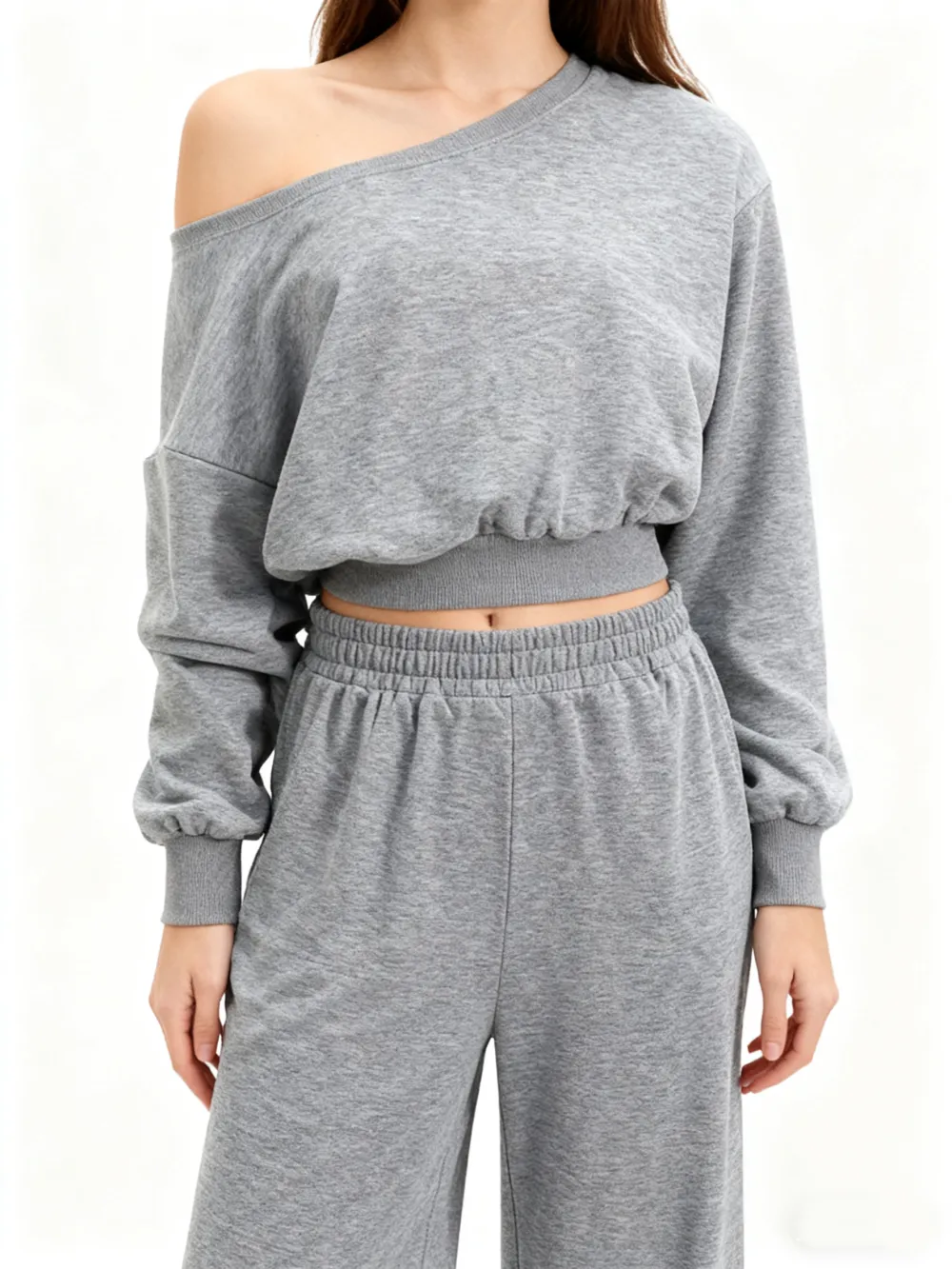 Women's Casual Drop Shoulder Top & Wide Leg Pants Set