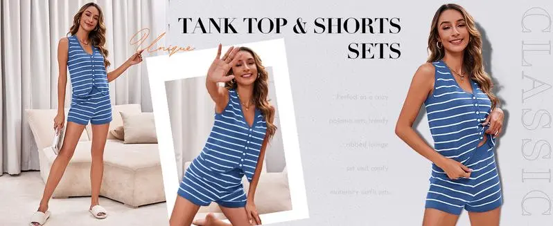 Women's 2 Piece Outfits Summer Striped Casual Sets (Under $4 a set!)