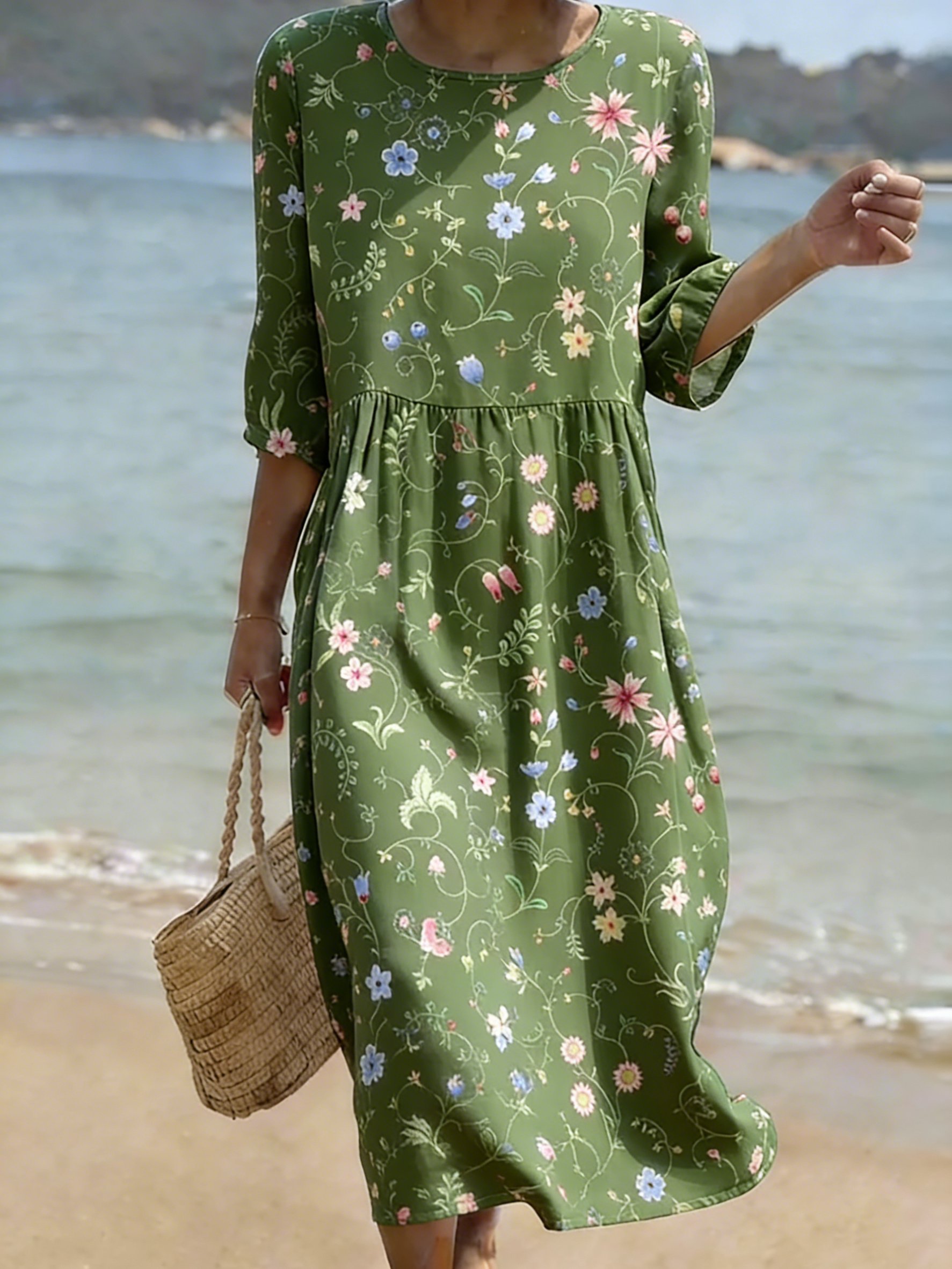 Women's  Floral Print Casual Dress- Fast Shipping