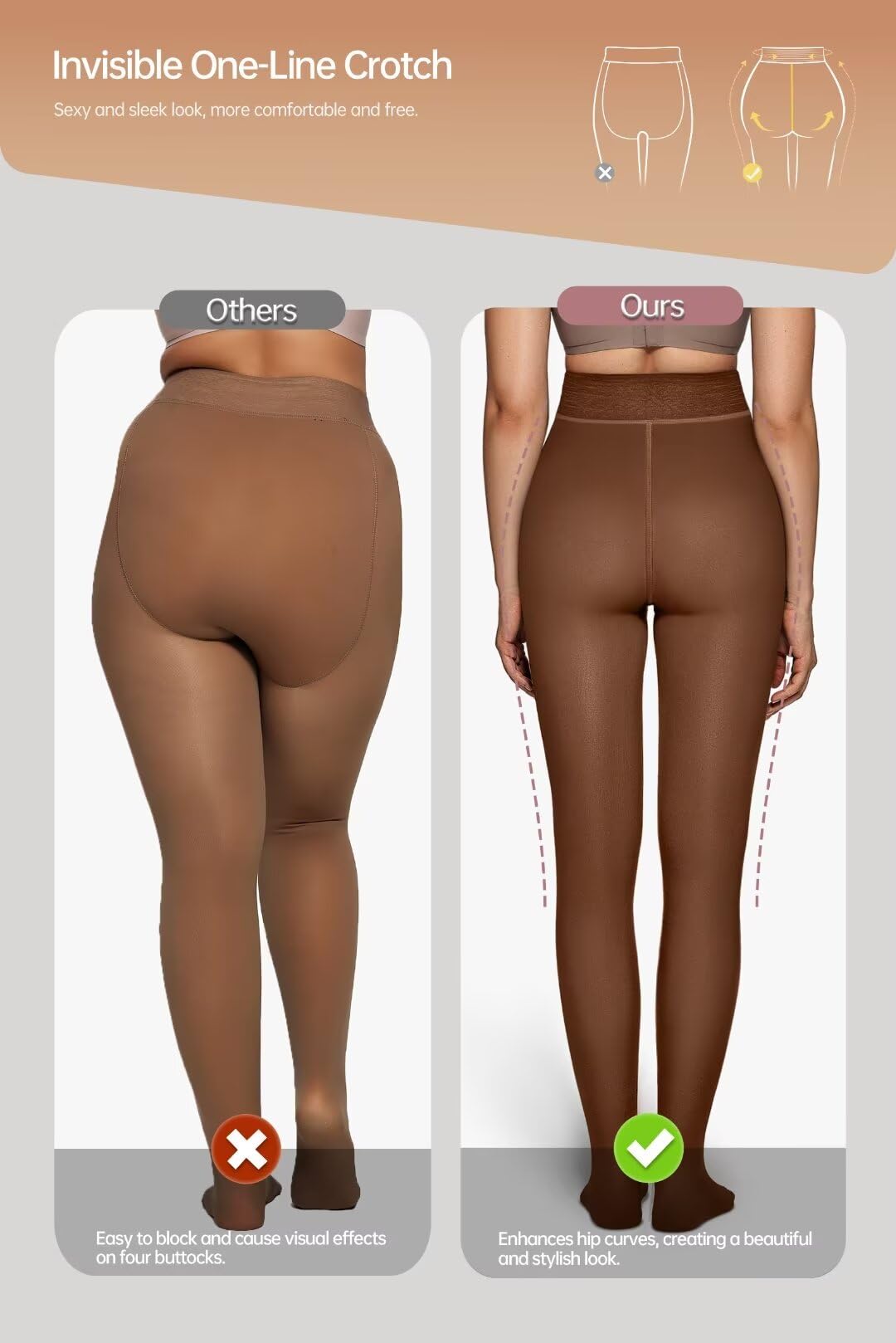 Vertvie Fleece Lined Tights For Women Thermal Warm Tights Fake Translucent Pantyhose High Waisted Thermal Leggings Winer