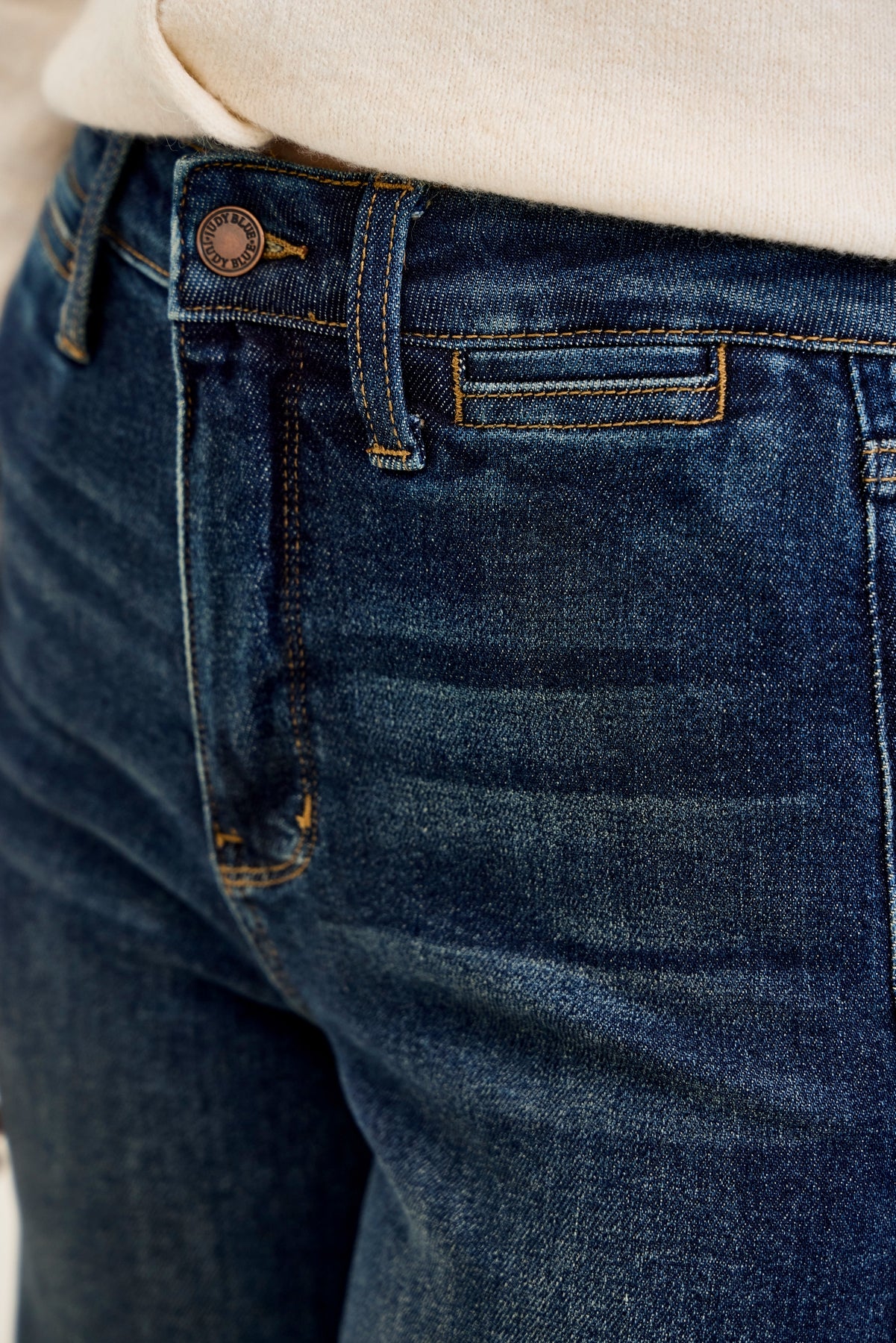 Lux Vintage Brushed Blue Wide Leg with Welt Pockets