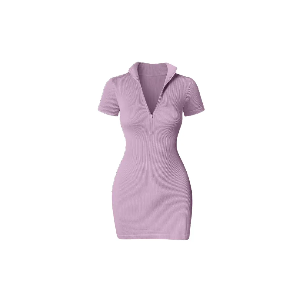 Lapel Zip Tight Dresses Stretchy Womenswear(Just $3 Each!)
