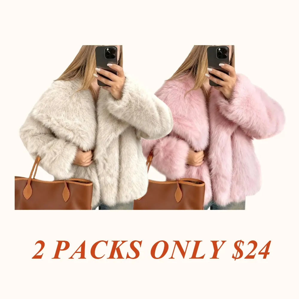 Women's Brown Faux Fur Coat Winter Fluffy Short Jacket