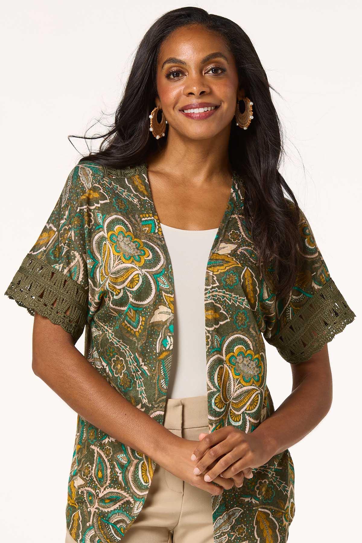 Floral Macrame Trim Cardigan