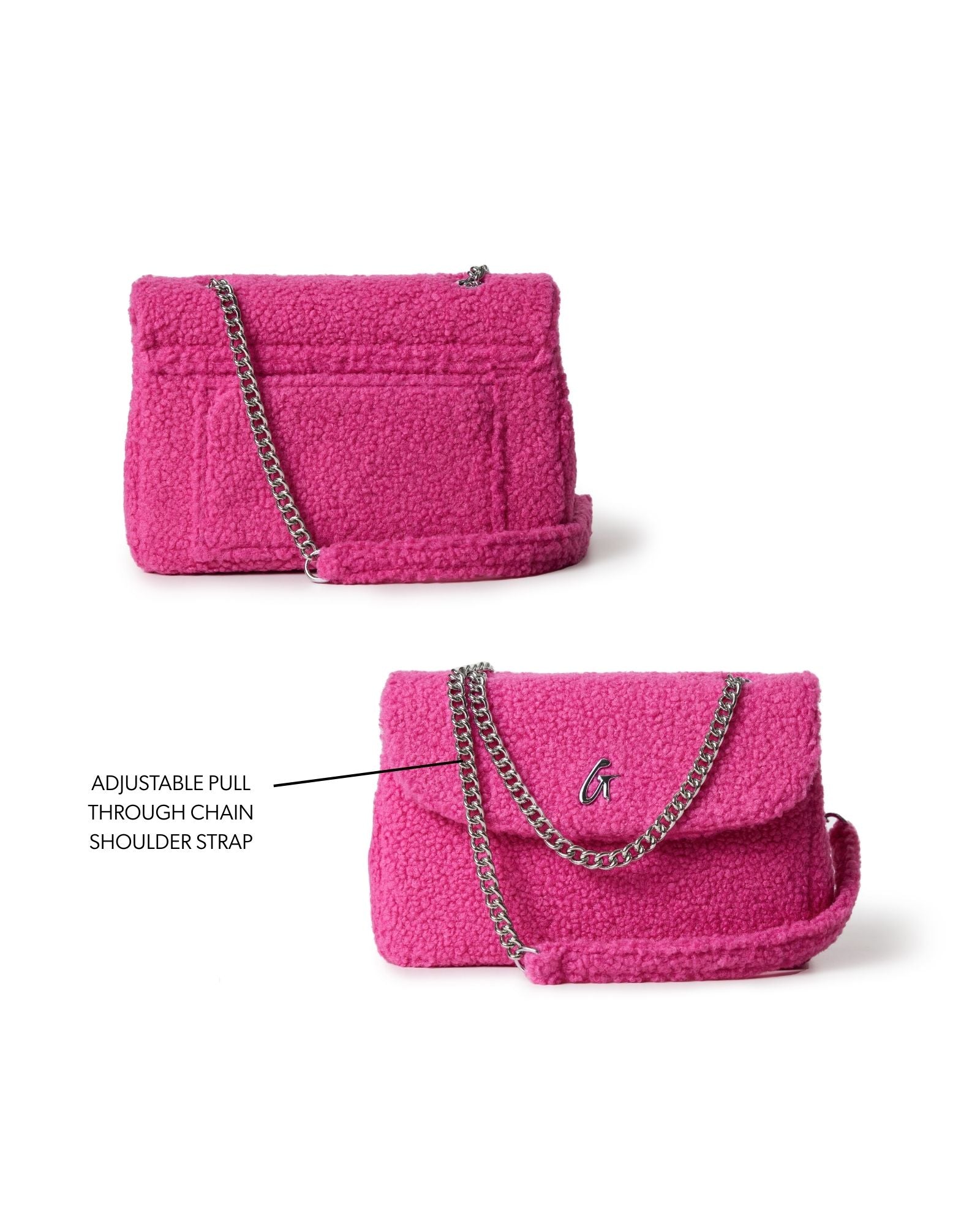 MEDIUM TEDDY FLAP BAG - HOT PINK