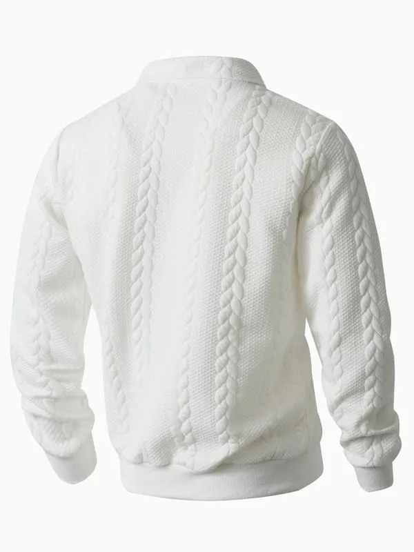 Men's Fall Winter Outfits Knitted Polo Neck Long Sleeve Sweatshirt for Daliy Wear