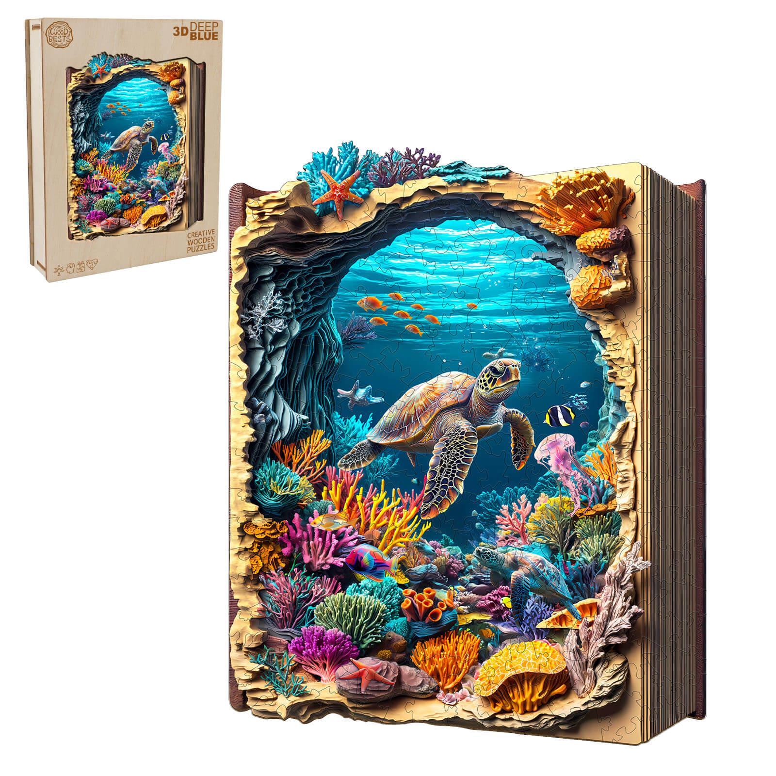Deep Blue Wooden Jigsaw Puzzle