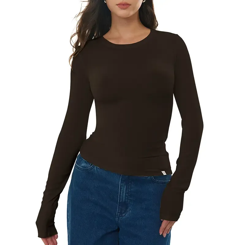 Women's Merino Wool Blend Long-Sleeved Crew Neck Top