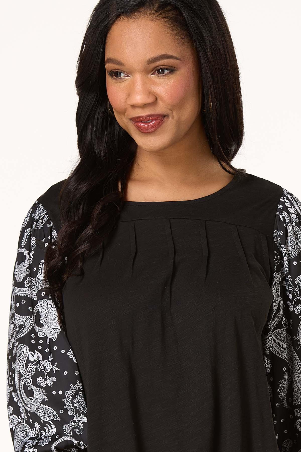 Contrast Paisley Sleeve Top