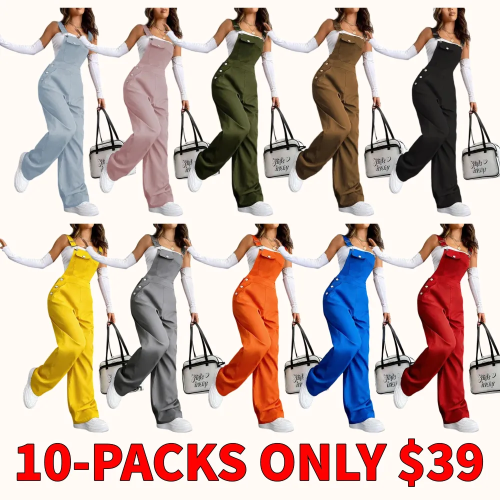 Women's solid color jumpsuit with pockets