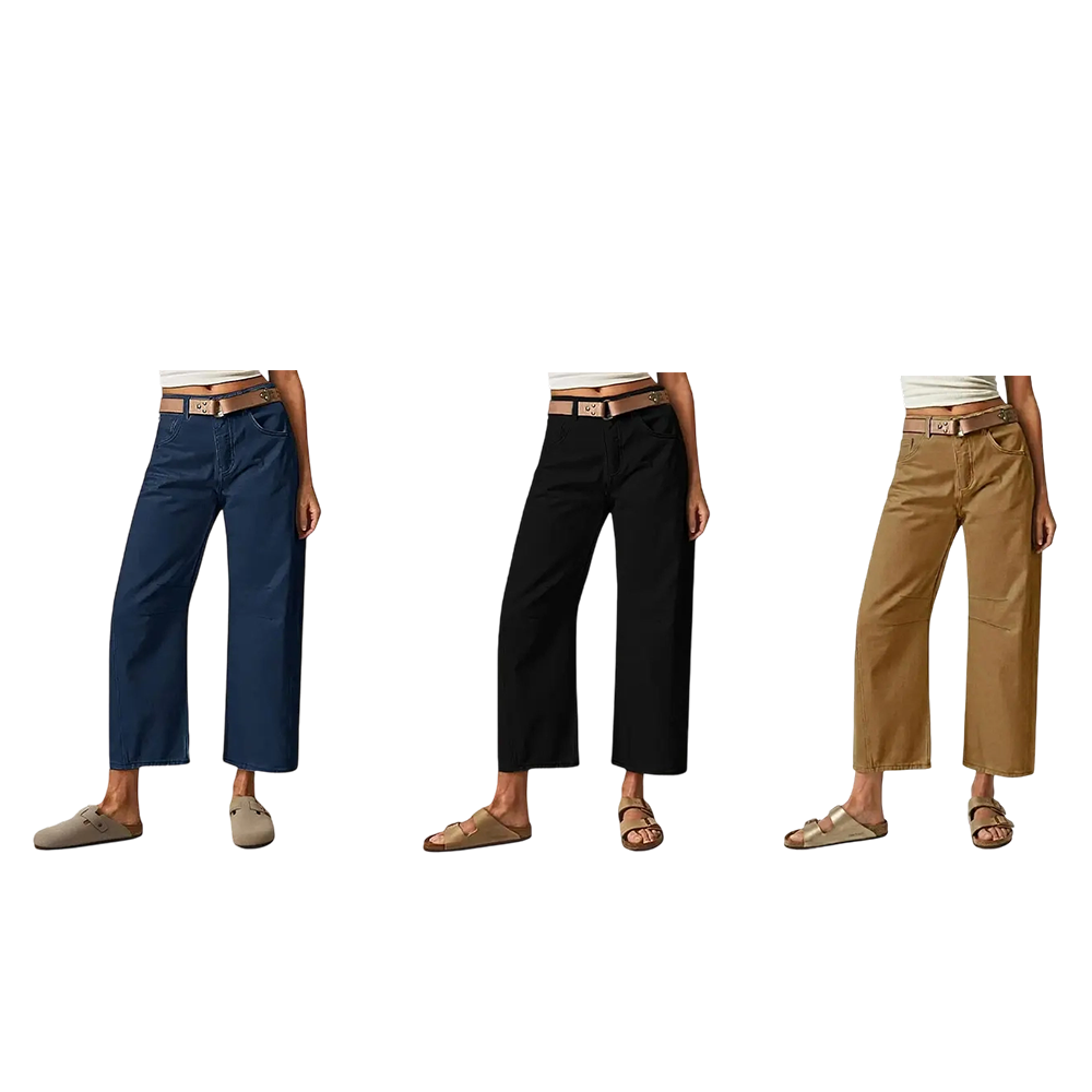 Cropped skinny jeans, no belt, casual summer style