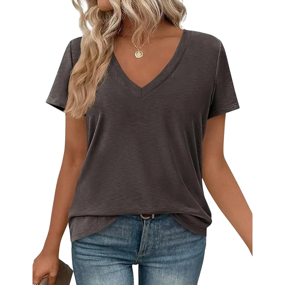 Oversized Tshirts Shirts for Women Summer Tops Casual Short Sleeve V Neck Loose Basic Tees Spring Clothes