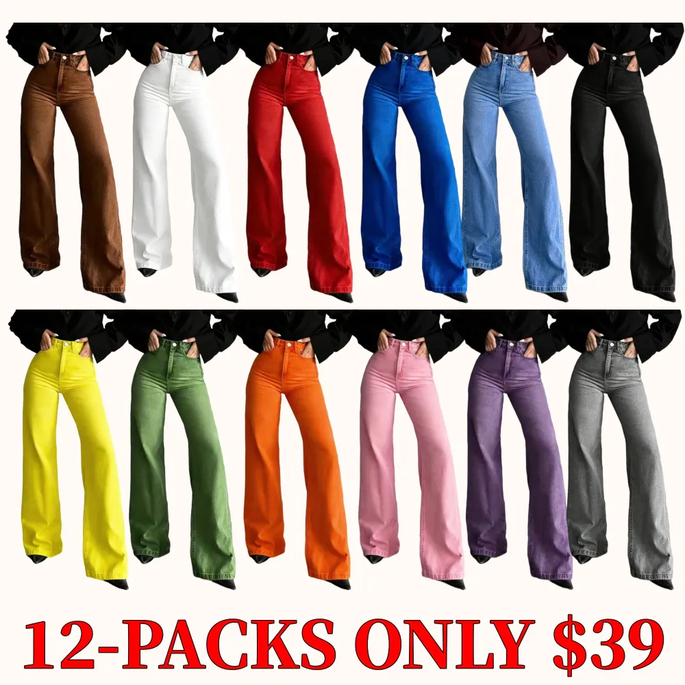 Women's wide-leg jeans, high-waisted casual jeans