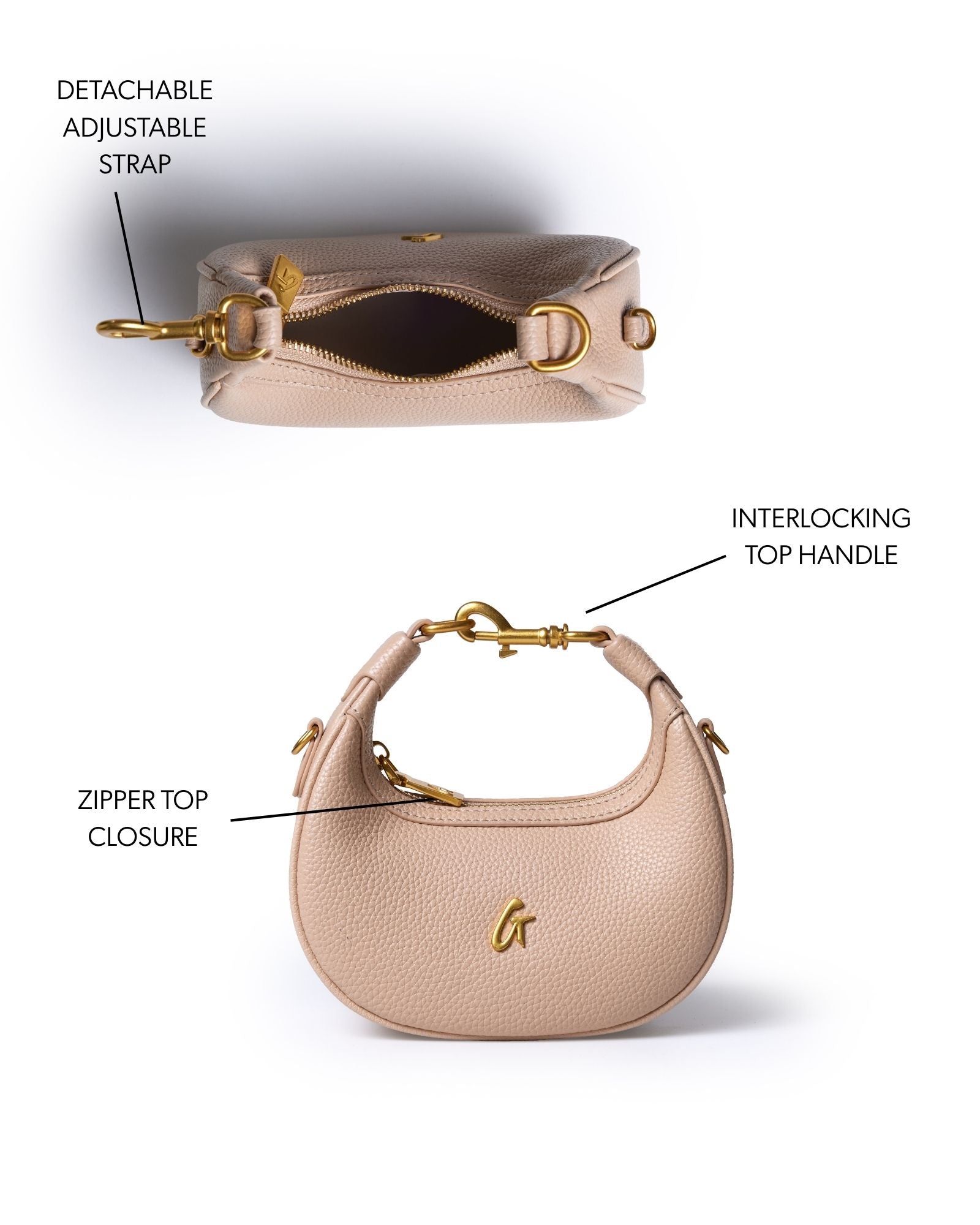 NANO PEBBLE HOBO BAG - NUDE