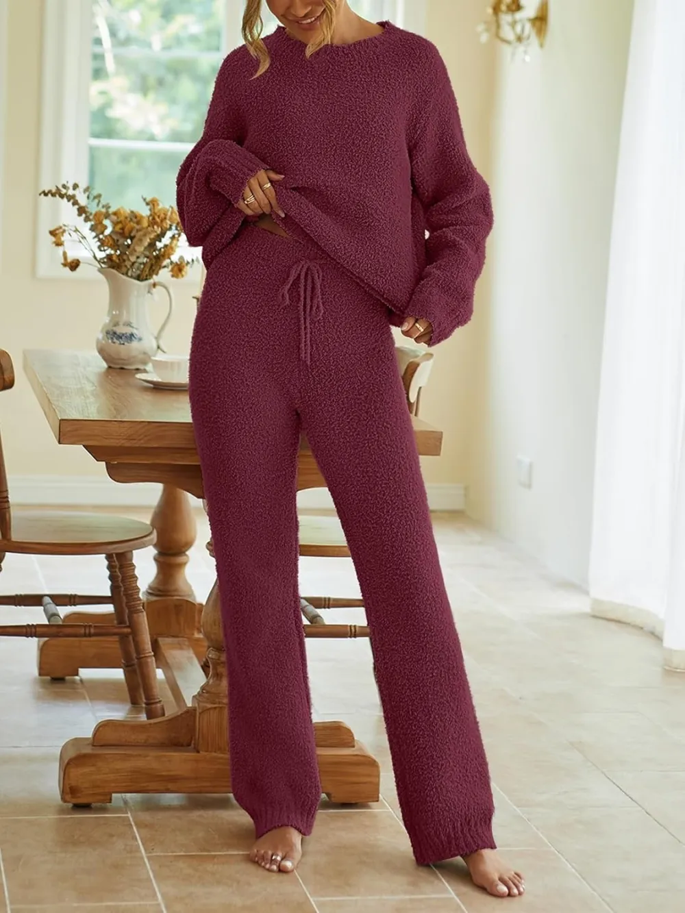 Womens Pajama Sets 2025 Fall Lounge Sweater Set