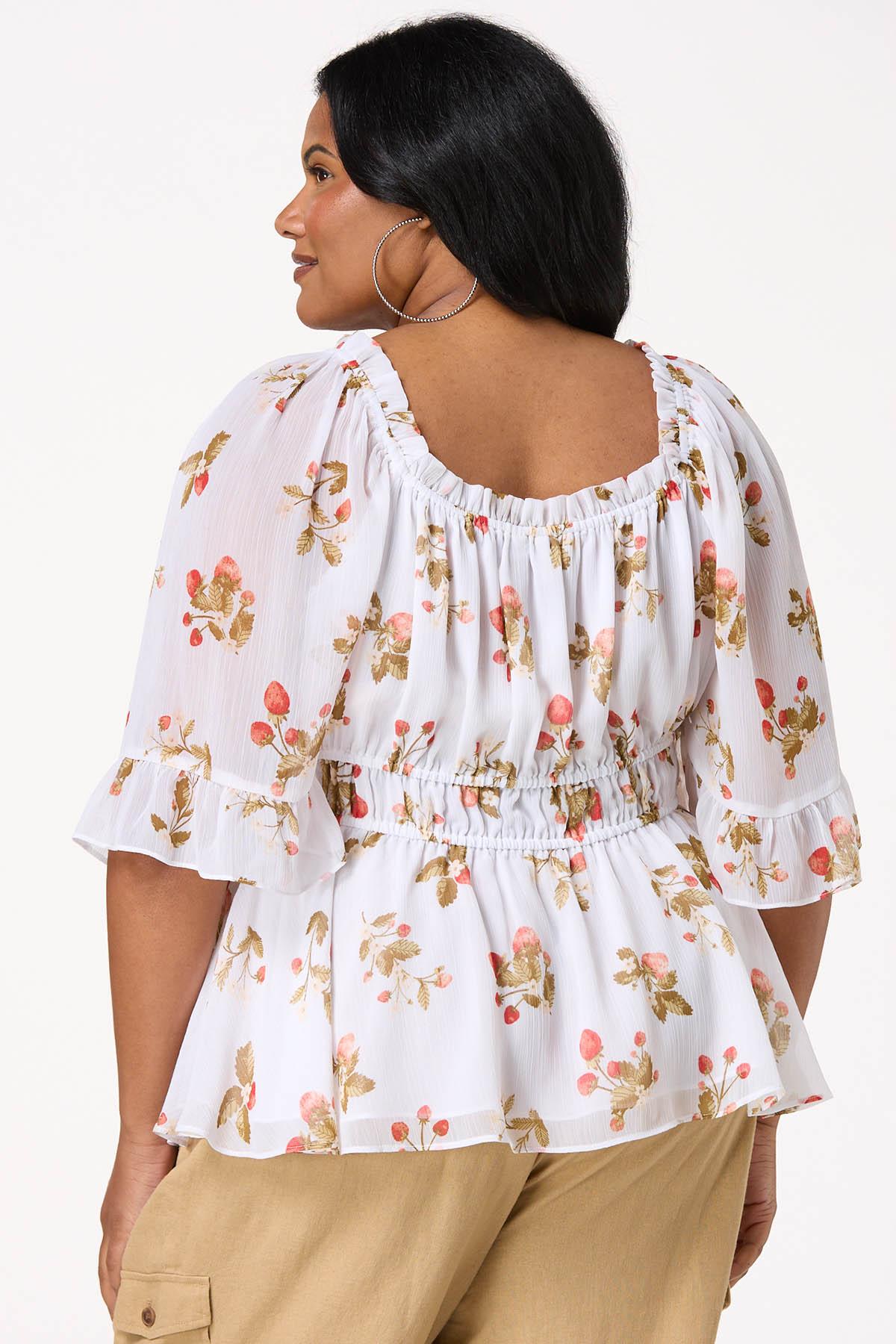 Plus Size Strawberry Peplum Top