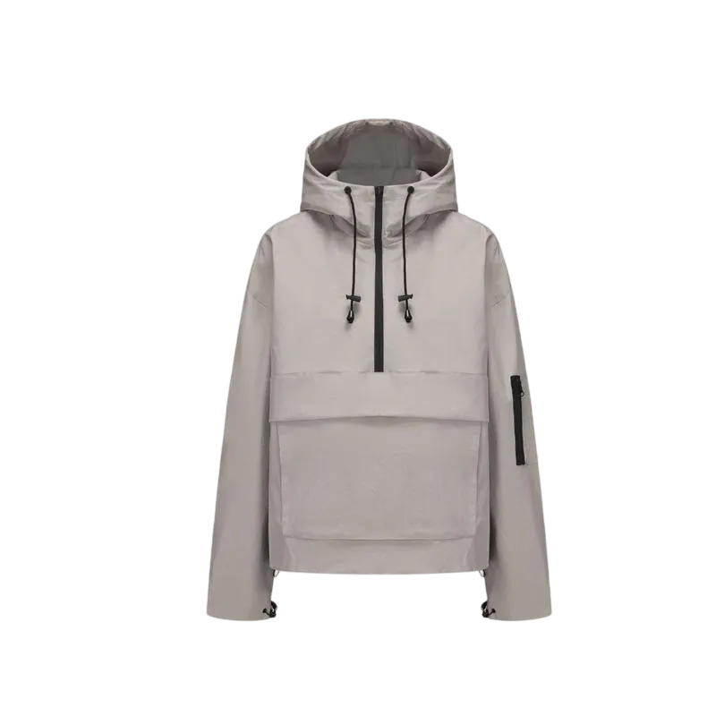 Woman Waterproof Oversized Fall Hoodie Coat Warm Half Zip Rain Jacket