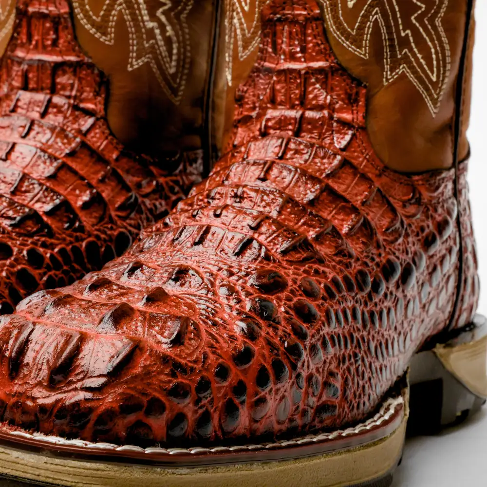 Cognac Caiman Neck Leather Boots With 3D Lightweight Sole - Composite Toe