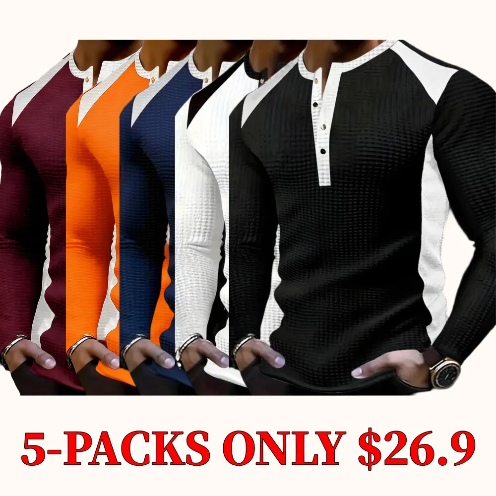 Men's color-block Henley shirt