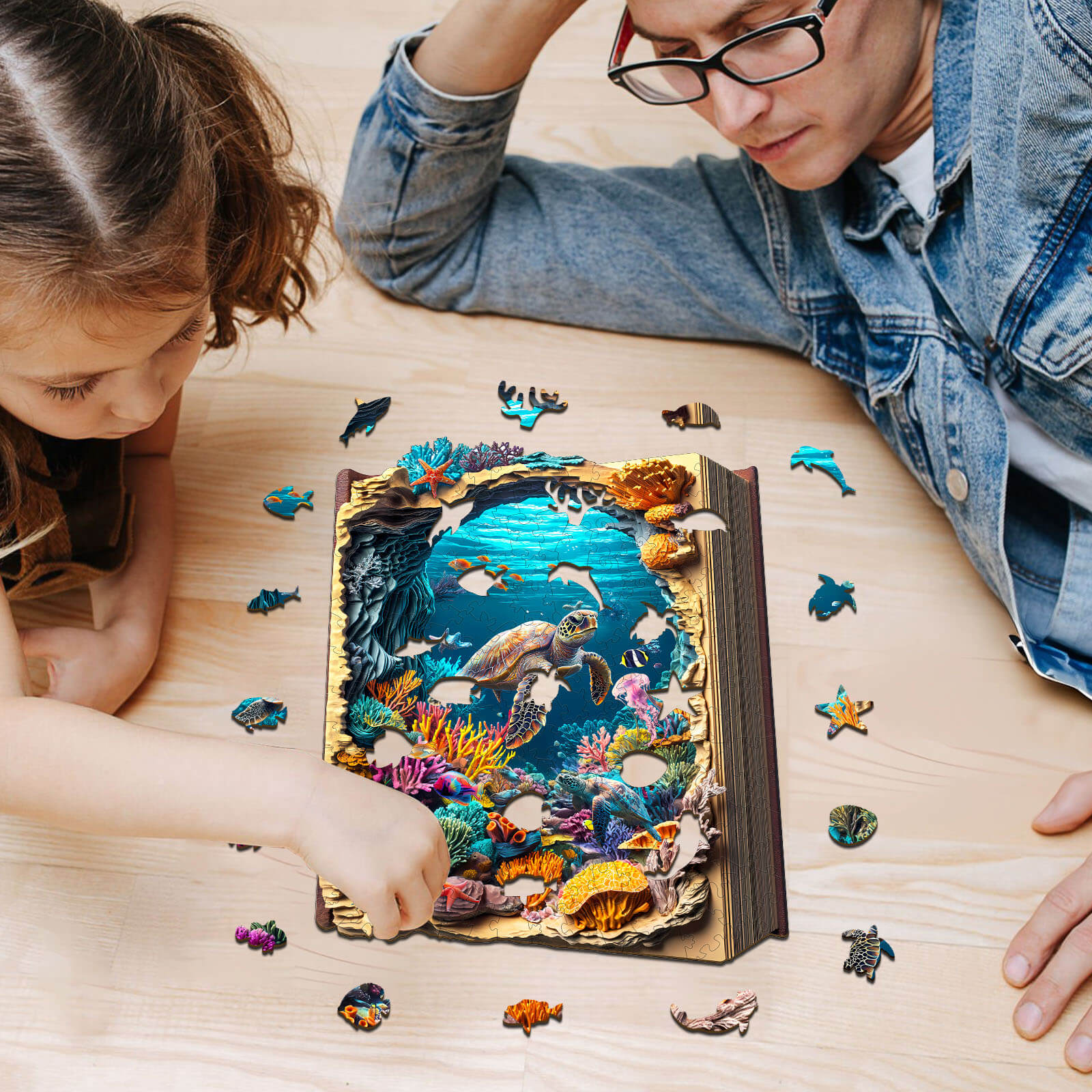 Deep Blue Wooden Jigsaw Puzzle