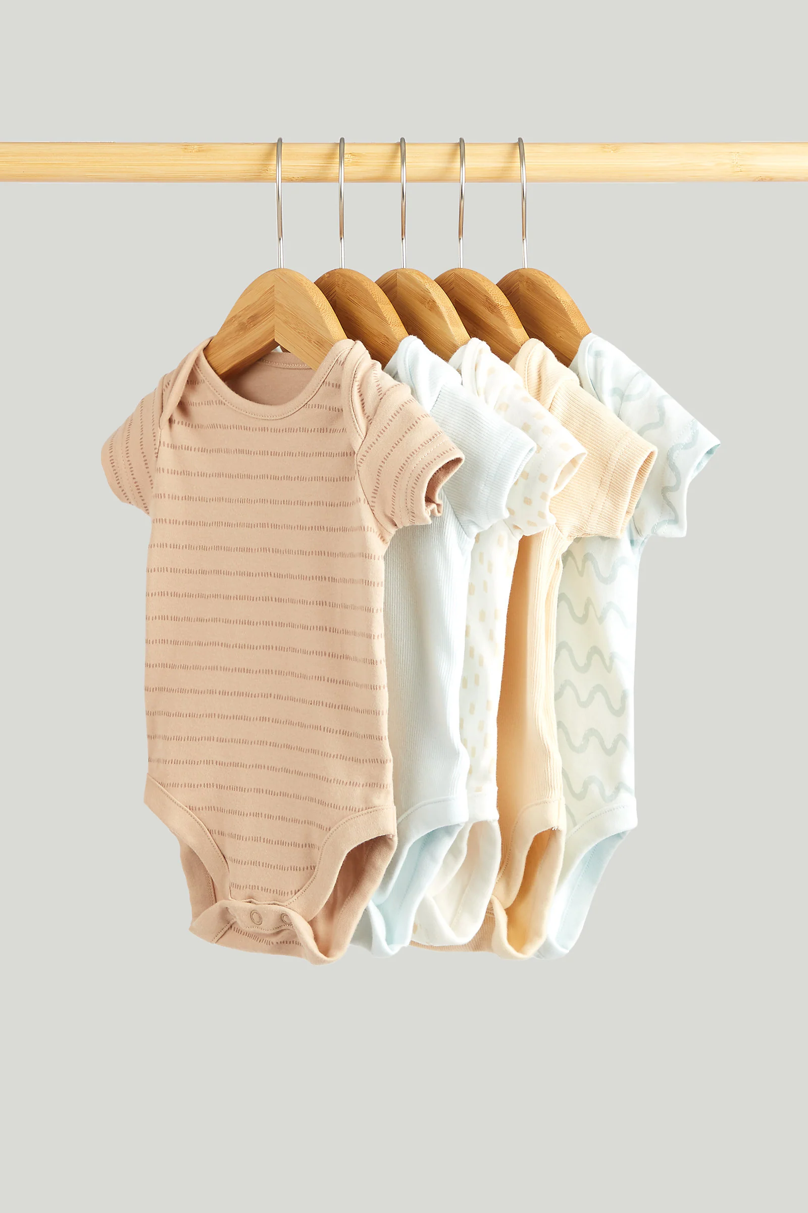 5 Pack Waves Short-Sleeved Bodysuits