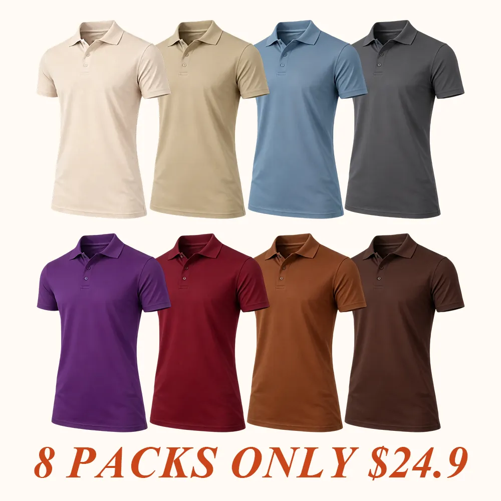Men's Dry Fit Moisture-Wicking Fabric Polo Collar Shirt Menswear Stylish Ribbed Sleeve