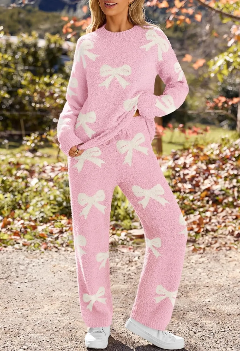 Womens Pajama Sets 2025 Fall Lounge Sweater Set