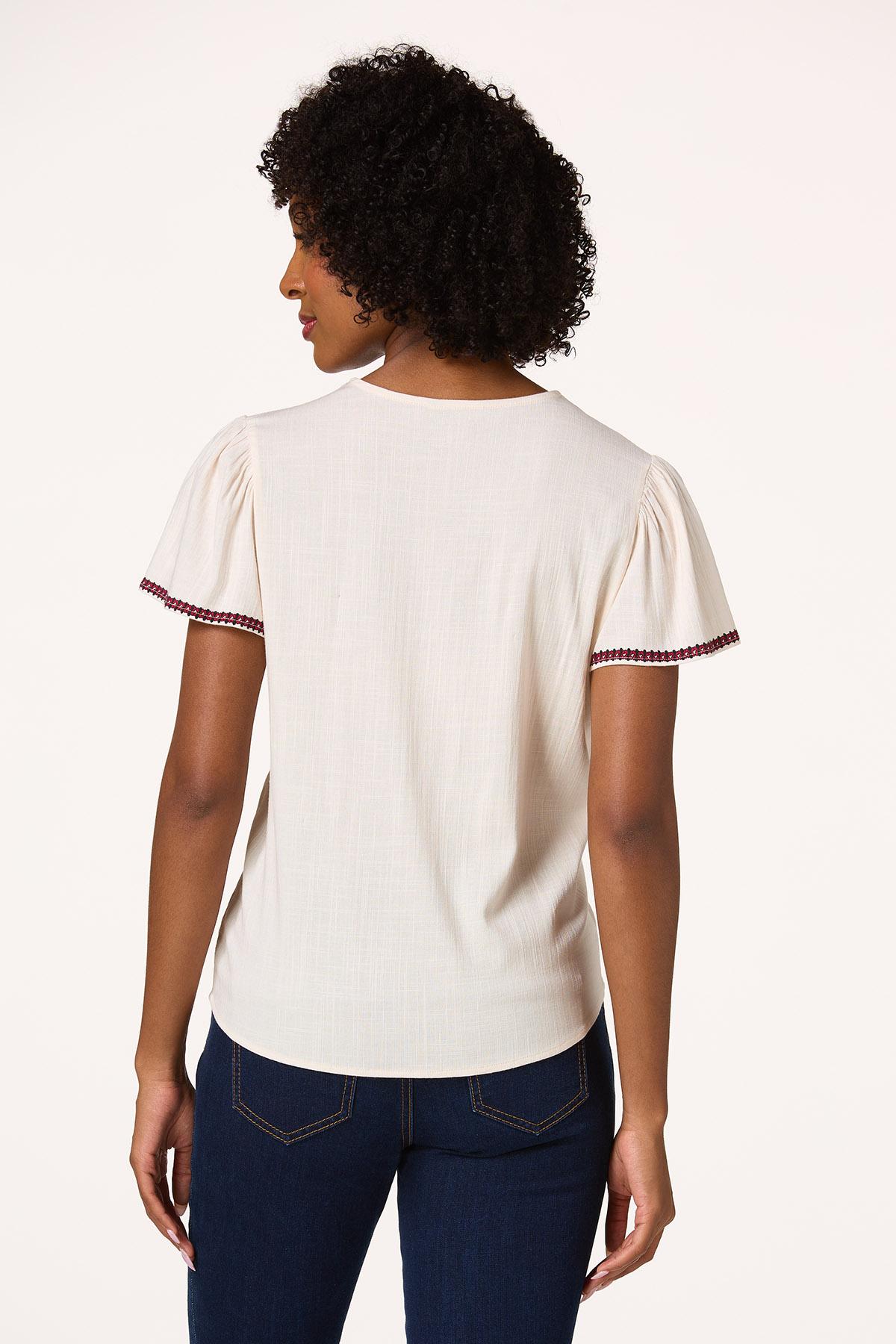 Tie Front Border Print Top