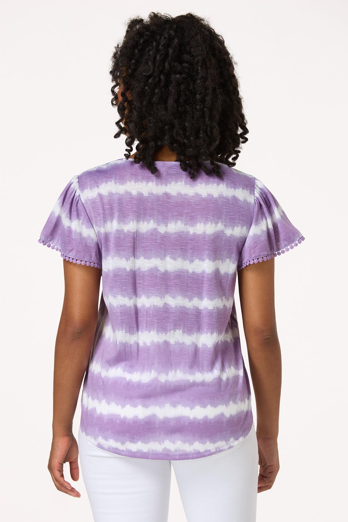 Tie Dye Crochet V- Neck Top