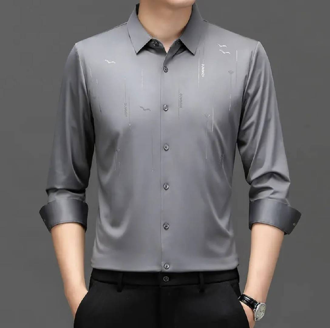 Men's Non - Iron Long Sleeve Shirt - Slim Fit & Subtle Pattern