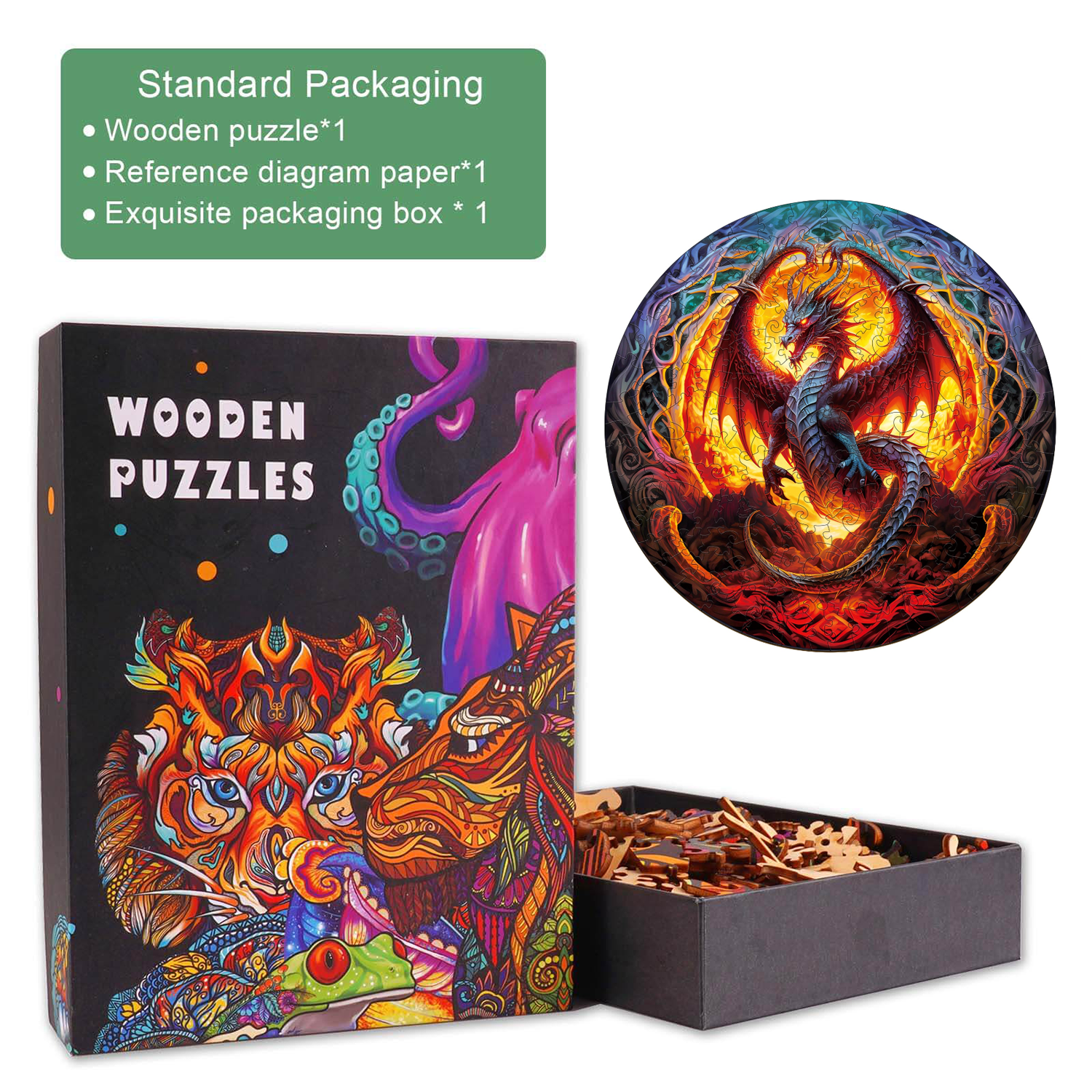 Fiery Dragon-2 Wooden Jigsaw Puzzle
