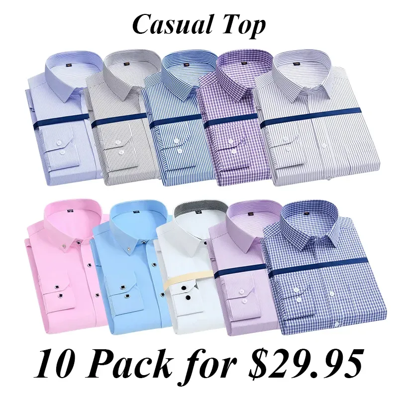 Men'S Long Sleeve Business Solid Color Cotton Breathable Shirt