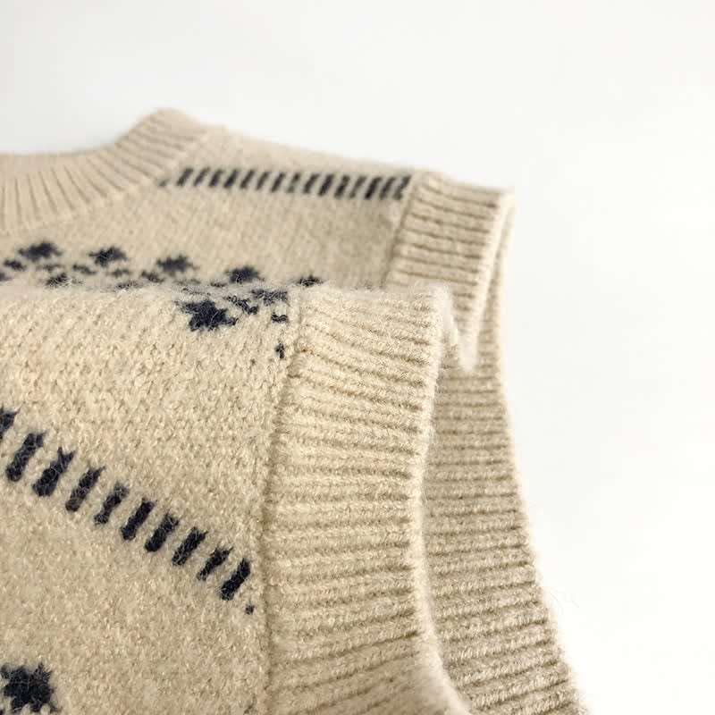 Toddler Beige Vintage Jacquard Button Vest